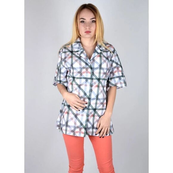 Cos Shirt Womens 8 Green Button Down Short Sleeve Casual Lightweight Preppy Top - Picture 2 of 12